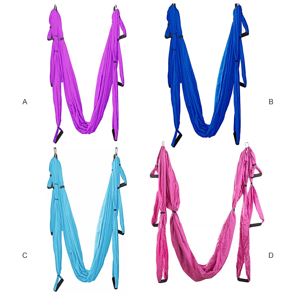 

Yoga Hammock Set Aerial Anti-Gravity Indoor Swing Hanging Back Inversion Sling for Exercises Pink Purple