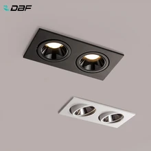 DBF-Foco de techo de luz LED COB cuadrado, doble cabezal, antideslumbrante, empotrado, 14W, 24W, cocina, sala de estar, interior, 2020
