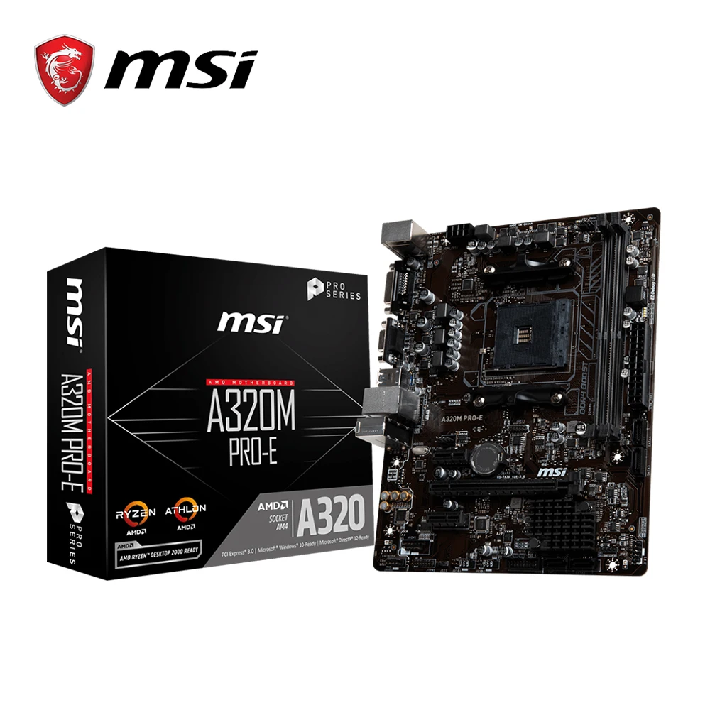 Материнская плата MSI A320M PRO E материнская amd am4 socket ryzen DVI dual ddr4 memory slot PCI Gen3 X16 SATAIII USB3.1 m
