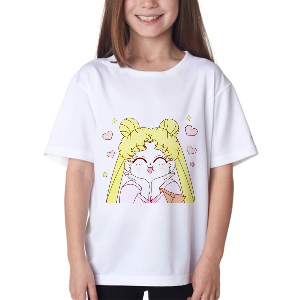 

Girl Sailor Moon Cartoon Print T-shirt Children Summer Short Sleeve Tops Kids Funny Kawaii Baby Animation T shirt