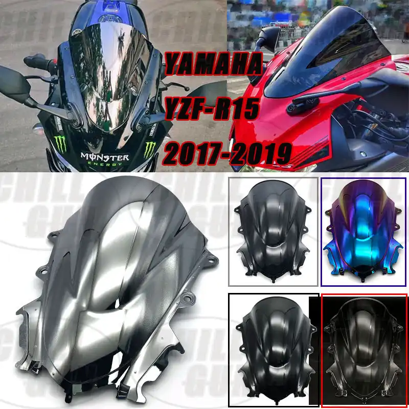 Motorcycle Double Bubble Windshield Windscreen Screen For 17 18 19 Yamaha Yzf R15 Yzf R15 V3 0 Yzf R125 Yzf R 125 Yzf Windscreens Wind Deflectors Aliexpress