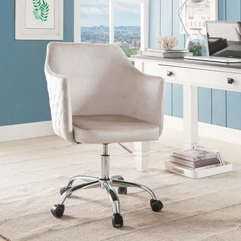 

Fashion Swivel Chair Champagne Velvet Chrome-plated Computer Chair Lift Chair Home Study Chair Office Front Desk Lounge Chair
