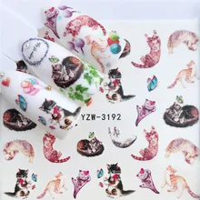 YZWLE 1 шт Наклейка на ногти водная переводная картинка Фламинго цветок Кот Бабочка кактус Переводные украшения для ногтей