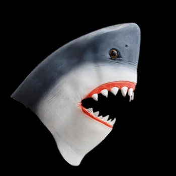 

Great White Shark Jaws Mask Bloody Halloween Latex Full Masks Horror Animal Overhead Bruce eater Land shark Prank