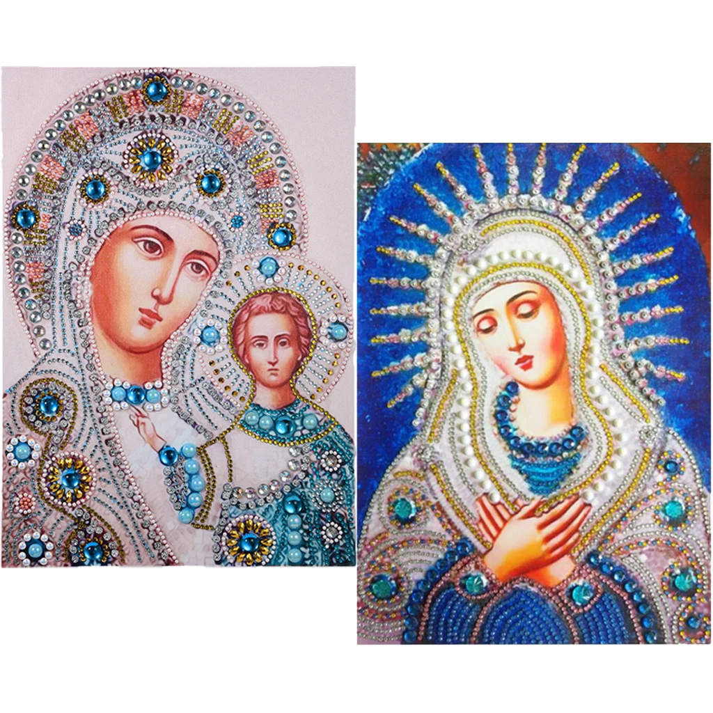 2 Set Special Shaped Religion Diamond Painting DIY 5D Partial Drill Crystal Cross Stitch Kits