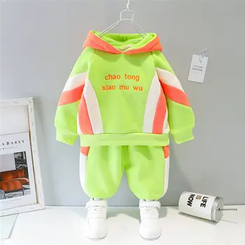 

New Winter Children thicken Clothes Sets Baby Boys Girls warm Clothing Casual Kids velvet hoodies Pants Infant patchwork sets