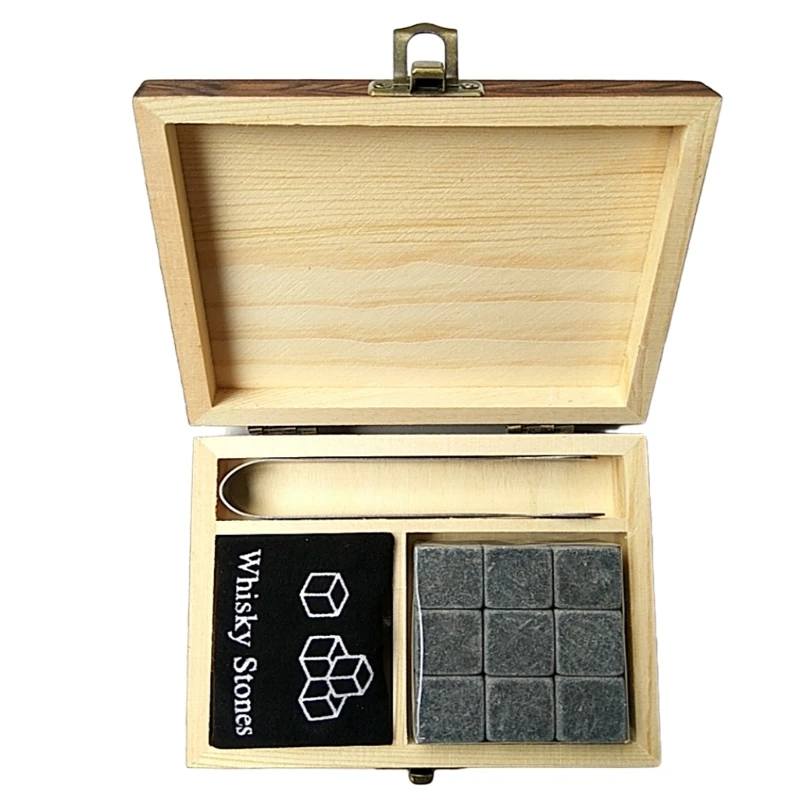 H7JB 6 Pcs Whiskey Bourbon Chilling Stones Set with Storage Bag and Wooden Box Father | Дом и сад