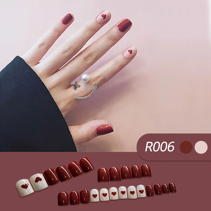 

24Pcs/Set Stickers For Nails Colorful False Nails Fake Nail Stickers Full Cover Nail Art Charming Finger Press On Nails Coffin