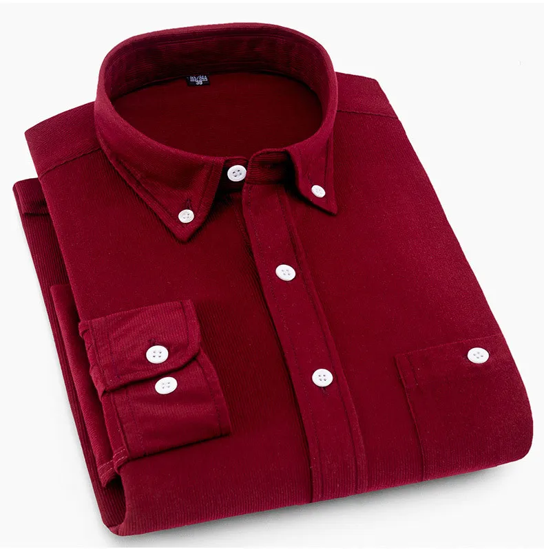 

New Corduroy long sleeved button casual fashion shirts dropshipping Quality 100%cotton top coat soft comfortable clothes