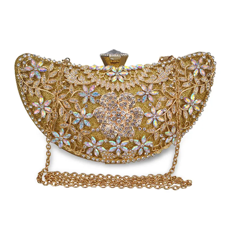 DG Peafowl Rings Moon Hollow Out Floral Lady Clutch Bag Red Dimond Crystal Toiletry Handbag Day Phone Interior Package Purse | Багаж и