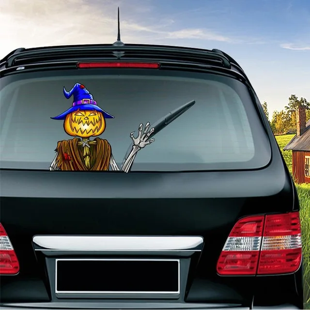 Pumpkin Man Автомобильная наклейка на Хэллоуин ужасная серия Санта Клаус задние наклейки на ветровое стекло Хэллоуин Украшение Съемный ПВХ стикер стеклоочистителя - Цвет: Pumpkin Man