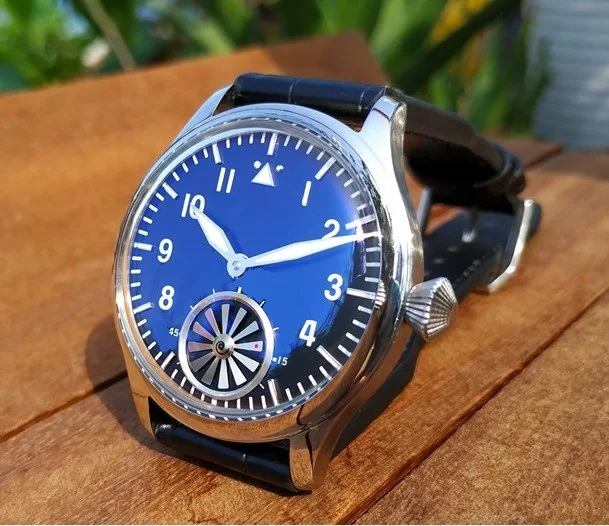 44 мм без логотипа черный циферблат с синим или белым стеклом Азиатский