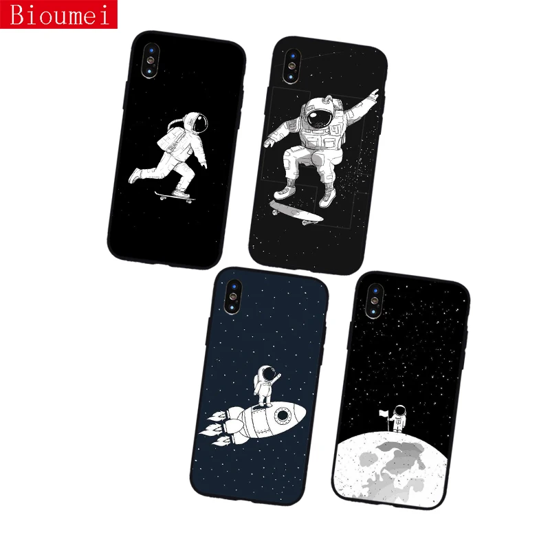 

Bioumei Case for iPhone X funny spaceman soft silicone case for Apple iPhone X 6 6s 7 8 Plus 5 5S SE XR Xs Max cover shell 96