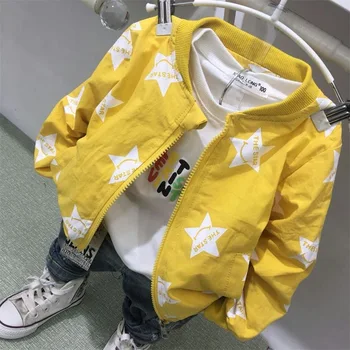 

Boys Spring Coat 1-5 Years Old Children's Clothing Spring and Autumn Baseball Uniform Print Long Sleeve Baby Kids Jacket Clothes