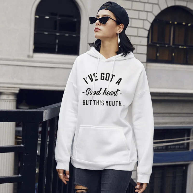 

Autumn And Winter Women Sweatshirt Casual Letter Print Hoodie Harajuku Style Simple Pullover Sweatshirt Female Em*