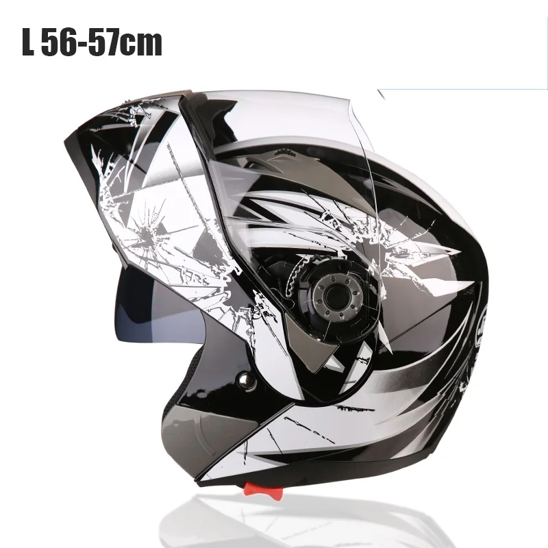 

Flip Up Modular Full Face Motorcycle Helmet Dual Visor Motocross Size