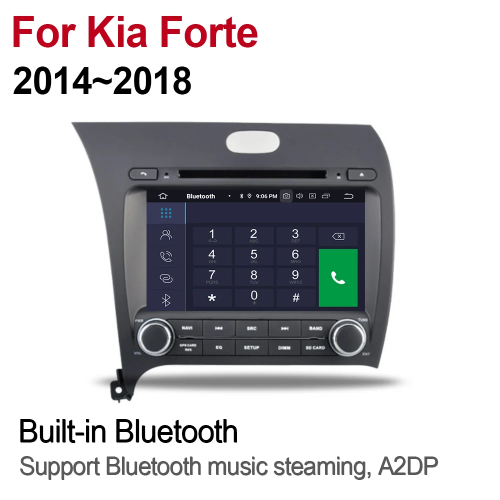 2 Din Автомобильный мультимедийный плеер Android 9 авто радио для Kia Forte~ DVD gps 8 ядер 4 Гб+ 32 ГБ Bluetooth WiFi