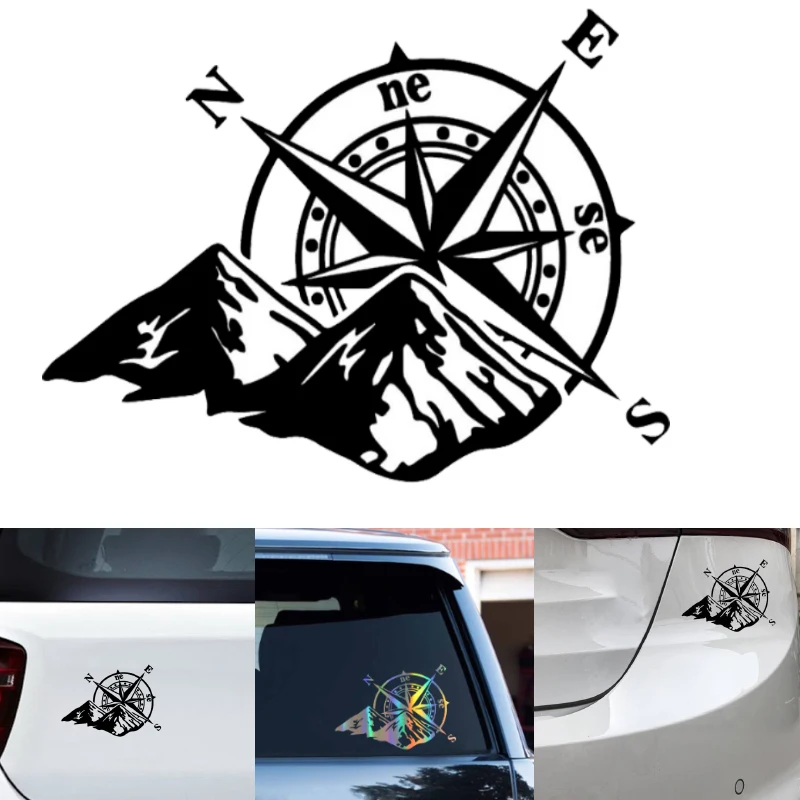 12CM*16.6CM Jungle Adventure Sports Compass Car Sticker Decoration Motorcycle Fashion Decal Black Silver Laser Decor | Автомобили и