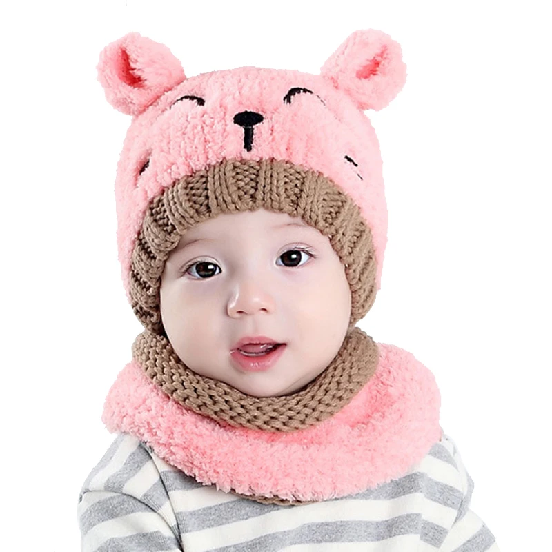 LOOZYKIT костюм с шарфом; зимняя детская шапка для мальчиков и девочек; шапка с медвежьими ушками; шапка с шарфом; костюм с наушниками; плюшевая утепленная ветрозащитная шапка - Цвет: E402623