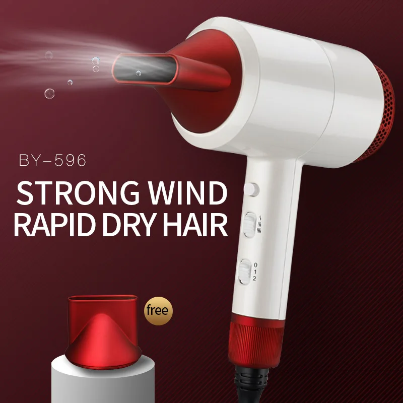 Профессиональный фен для волос Volumizer с отрицательным ионом, фен-щетка, горячая/холодная с воздухом, отсоединяющаяся насадка с зеркальной сушилкой - Цвет: Red with white