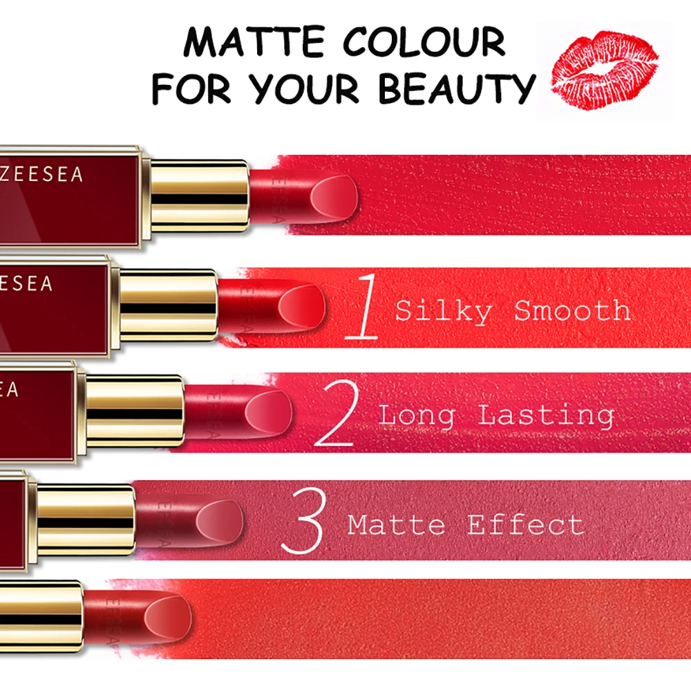ZEESEA 12 Colors Professional Matt Velvet Lipstick Waterproof Long Lasting Lip Stick Easy To Wear Pigmented Cosmetics Makeup ZEESEA 12 Colors Professional Matt Velvet Lipstick Waterproof Long Lasting Lip Stick Easy To Wear Pigmented Cosmetics Makeup