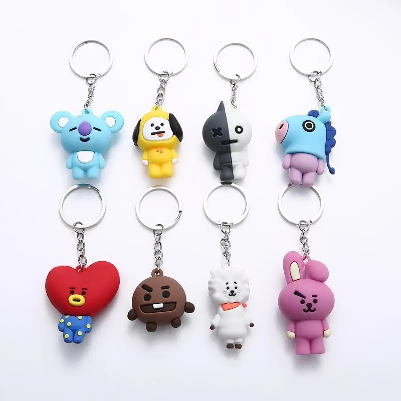 

2style8pcs/set Kpop Bangtan Boys Pvc Keychain Jimin Jungkook V Rm Keyring Army J-hope Suga Jin Keyring Accessories Love Yourself