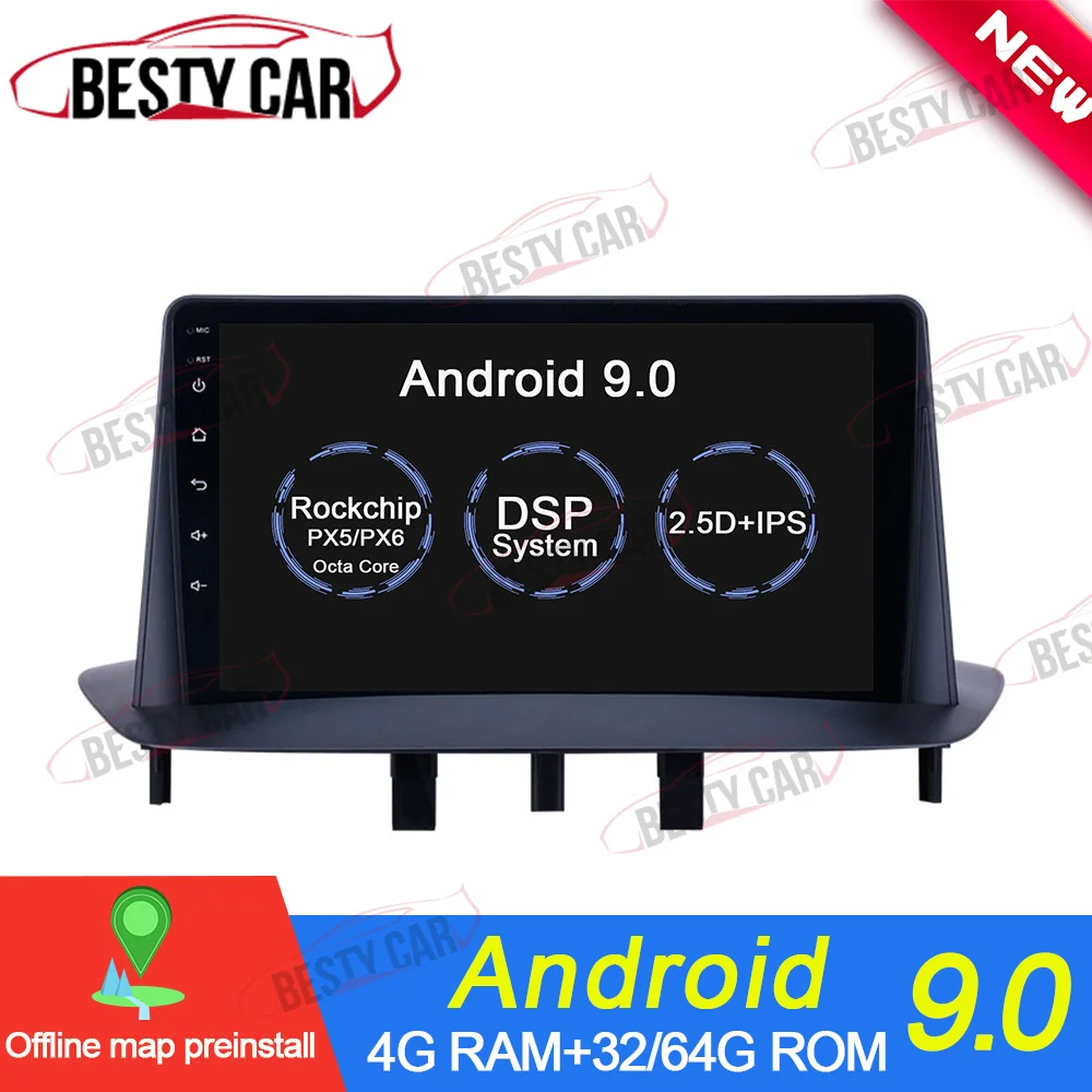 " ips Android 9,0 Автомобильный мультимедийный плеер Авто Радио стерео для Renault Megane 3 2008- gps навигация головное устройство DSP BT