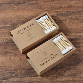 1000 pcs 대나무 면화 싹이 더블 헤드 성인 메이크업 목화 면봉 microbrush 나무 스틱 코 귀 청소 건강 관리 도구
