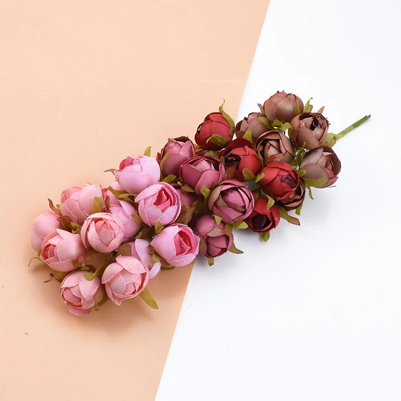 6 шт. букет многоцветные шелковые розы Букет вазы для домашнего декора свадебные декоративные цветы Рождественский венок скрапбук