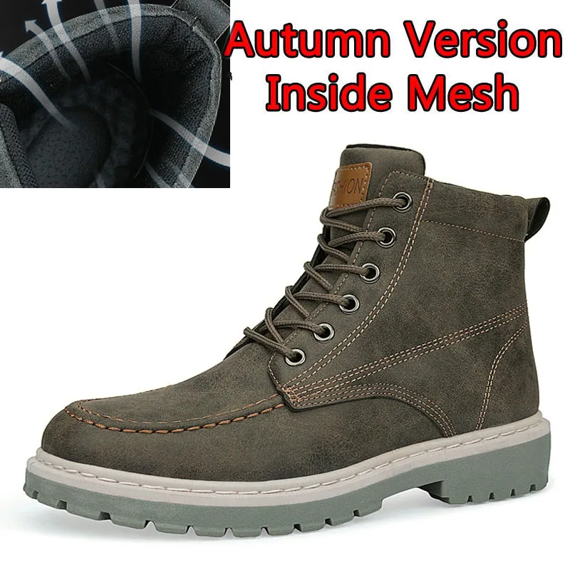 02 Autumn Khaki SURGUT/мужские ботинки из искусственной кожи на шнуровке; высококачественные мужские винтажные ботильоны в британском стиле; сезон осень-зима; повседневные ботинки; большие размеры 39-44 - Цвет: 02 Autumn Khaki
