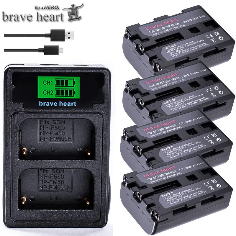 charger and 4battery NP-FM50 аккумулятор NP FM50 FM55H+ двойное зарядное устройство USB для sony NP-FM51 NP-FM30 NP-FM55H DCR-PC101 серии A100 DSLR-A100 - Цвет: charger and 4battery