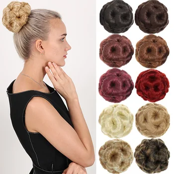 

XUANGUANG Curly Bun Nine Flowers Bun High Temperature Fiber Synthetic Hair Chinon 10 Colors For Choose