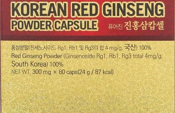 

Korean 6years Red Ginseng 100% Powder Tabs_300mg x 80 Tabs(24g , 0.85oz)