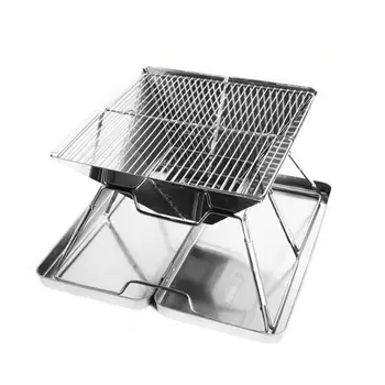 

Stainless Steel Outdoor Charcoal BBQ Grill Rack Folding BBQ Barbecue Accessories Portable Home Kitchen Camping Cooking Tools