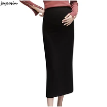 JAYCOSIN Женская Осенняя/Зимняя Теплая эластичная юбка однотонная прямая юбка для беременных женская черная серая кружевная вязаная юбка