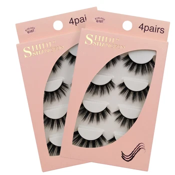 

4 pairs mink eyelashes lashes maquillaje false eyelashes plastic cotton stalk natural long 3d mink lashes volume lashes cilios