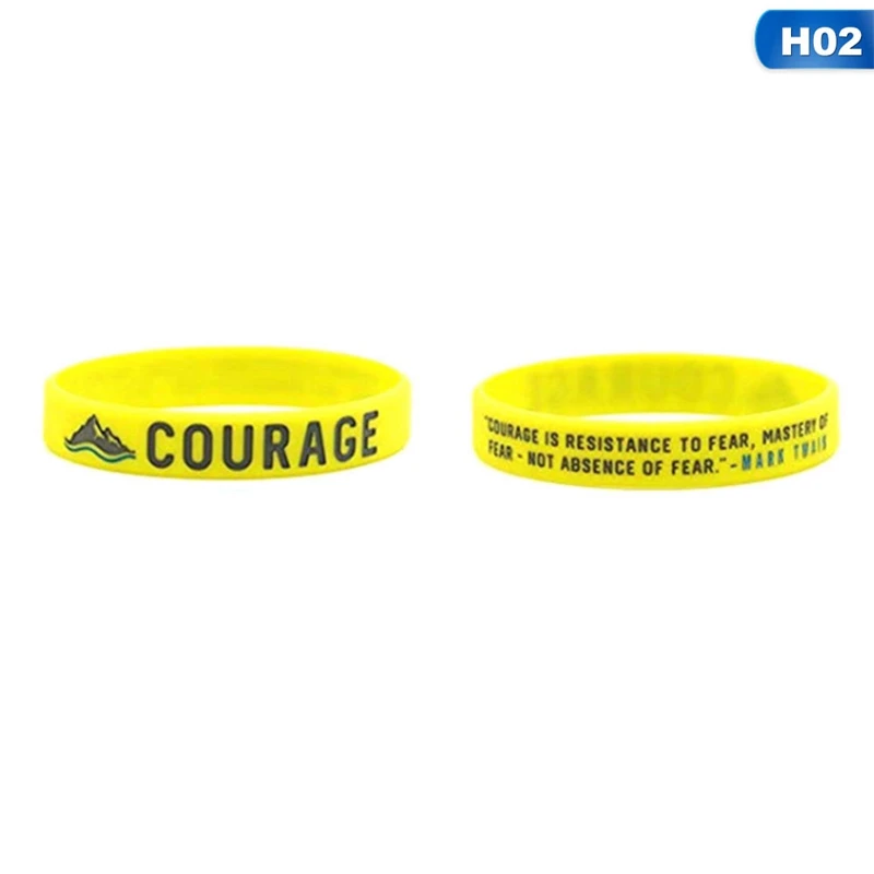 Inspirational Colorful Bracelets With Positive Words Dream Courage Believe Hope Faith Strength Motivational Silicone Wristband - Окраска металла: BL4247H02