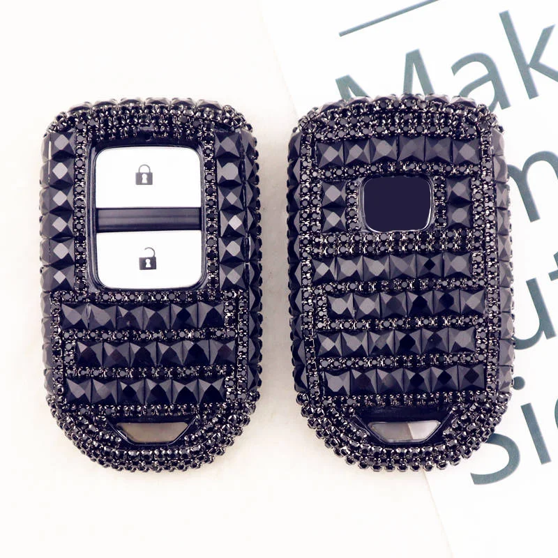 Diamond car key case cover For Honda Civic 2018 2019 CRV HR-V Accord 9 2017 Crider Car-Styling Car interior Accessories Keychain