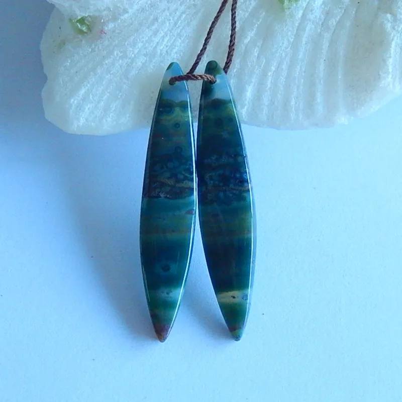 

Women's Popular Special,Gemstone Ocean Jasper fashion women Earrings,47x9x4mm,5.4g