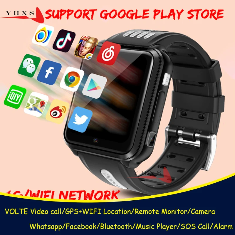 Smart 4G GPS Kids Student Bluetooth Music Camera Wristwatch Whatsapp Video Call Monitor Tracker Location Android Phone Watch