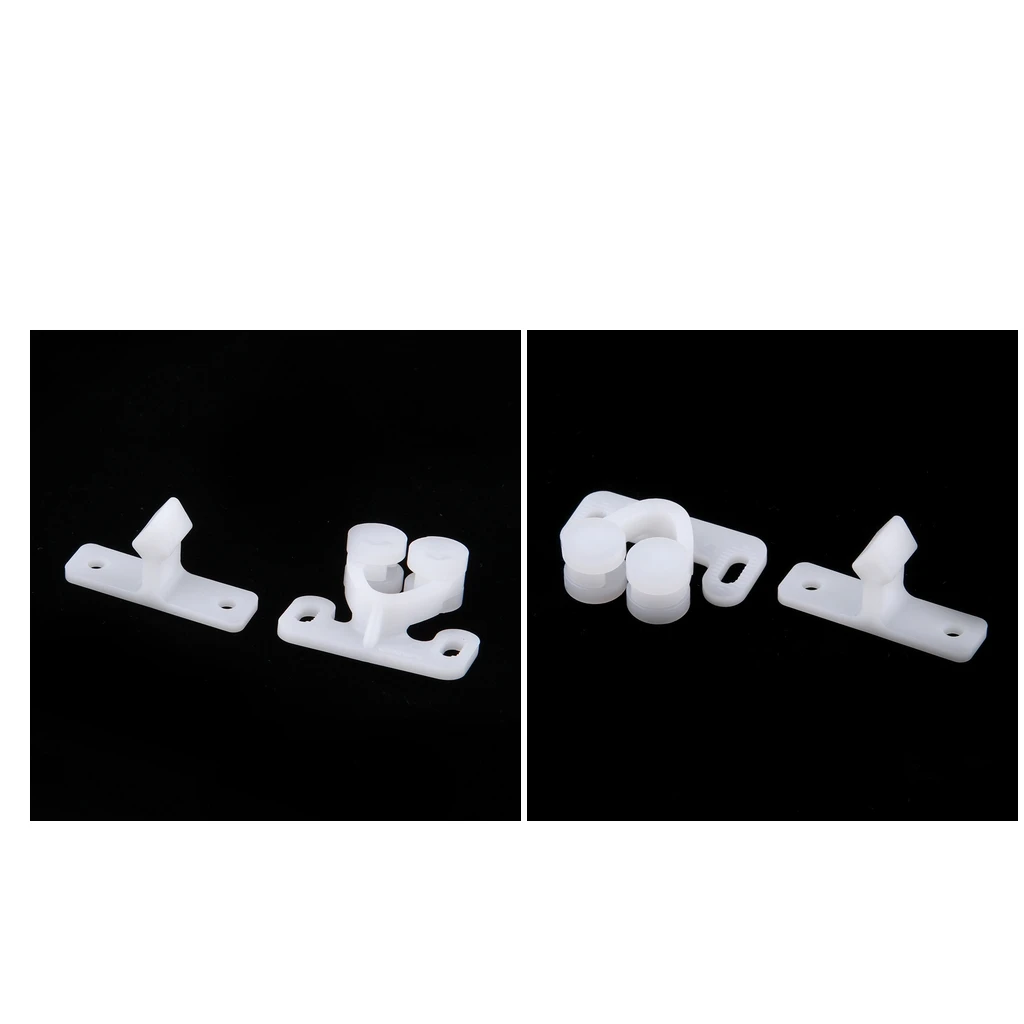 2xWhite Spring Loaded Twin Roller Catch Cupboard Door Latch For Caravan Boat