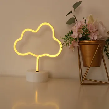 

LED Cloud Design Neon Sign Night Light Art Decorative Lights Plastic Tabletop Lamp for Kids Baby Room Holiday Lighting Xmas Part