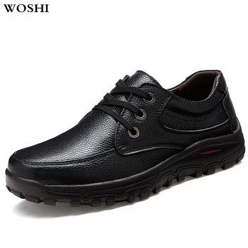 

Genuine Leather Men Shoes Casual Outdoor Rubber Shoes Lace-up Oxfords fashion Flat Hombre chaussure homme big szie 48 n5