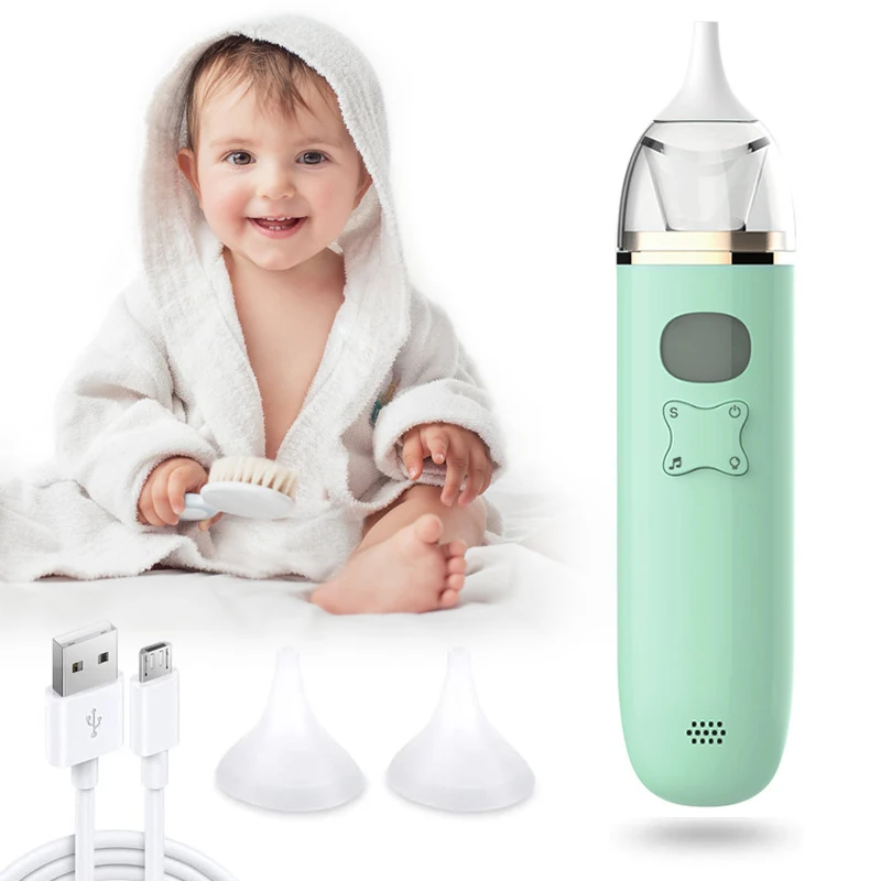limpiador de nariz de Música Recargable Eléctrico con 2 Reutilizable Aspirador nasal bebé 