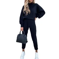 Sweat à capuche costume hiver printemps solide survêtement de sport femmes polaire 2 pièces ensemble sport sweats pull maison pantalons de survêtement tenues 2