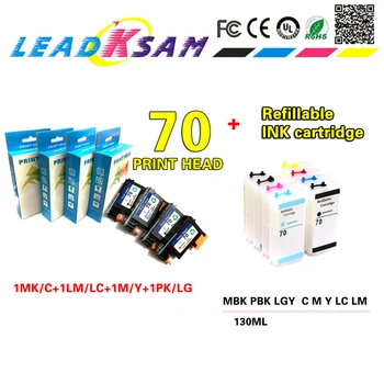 

70 printhead + refillable ink cartridge empty with chips compatible for hp 70 for hp70 Z2100 Z5200 printer