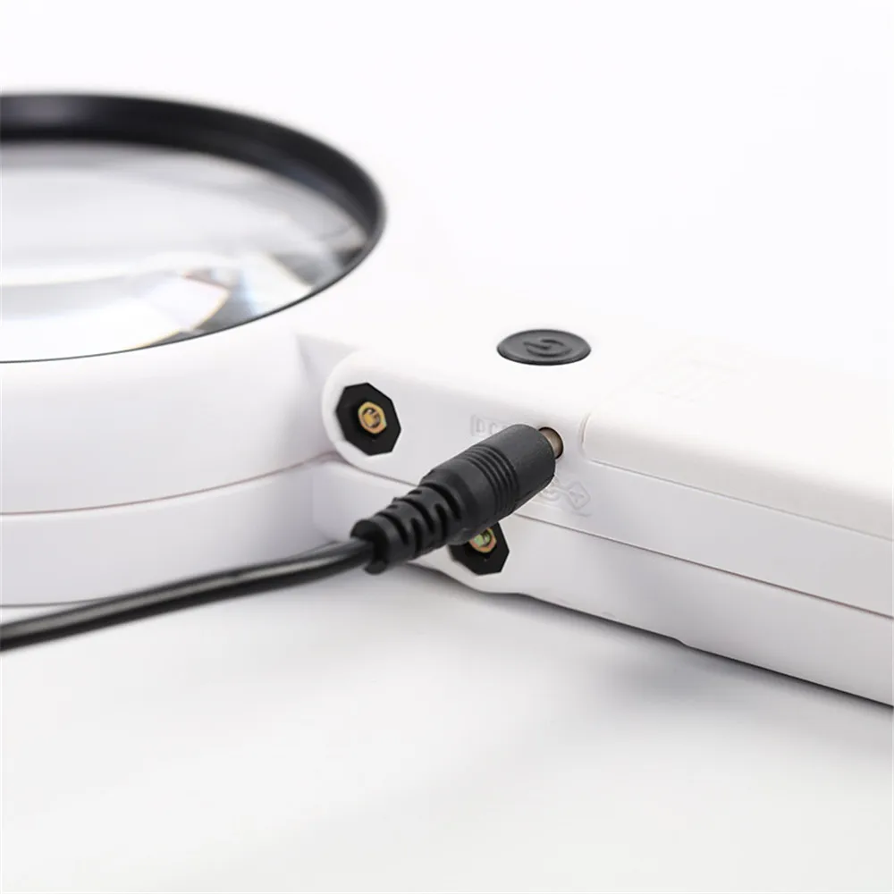 8 LED Handheld Desktop Folding Jewelry Magnifier USB Plug in HD Reading Repair Lighting Magnifier Magnifying Glass Lamp Loupe