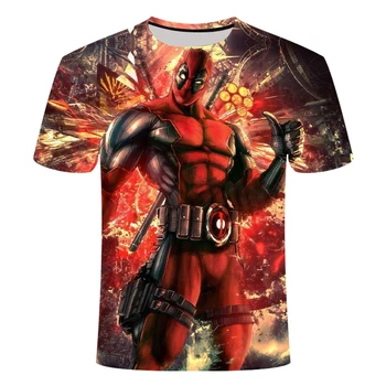 

2020 new fashion 3D printing T-shirt anime Deadpool comic T-shirt men's short-sleeved T-shirt casual T-shirt men's