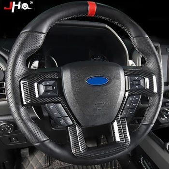 

JHO Interior Accessories ABS Carbon Fiber Grain Steering Wheel Cover Trim For Ford F150 2017-2019 Raptor XLT Limited Platinum
