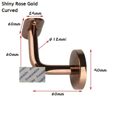 Curved Shiny Rose 2 шт./лот настенное крепление 304 из нержавеющей стали поручень L Кронштейн Поддержка Розовое Золото Блестящий Матовый - Цвет: Curved Shiny Rose